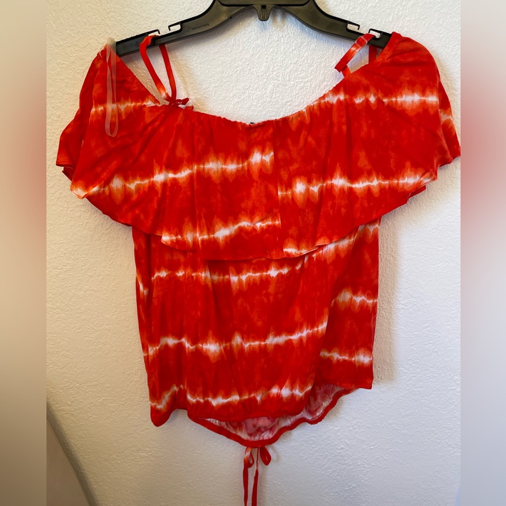 Orange & White off the shoulder/spaghetti strap top size XL